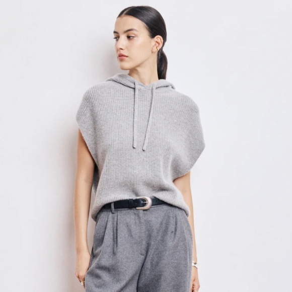 Hartford Macao Heather Gray Sleeveless Sweater Hoodie Size 1 Small